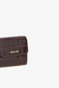 Brown Croc-Effect Leather Card Case