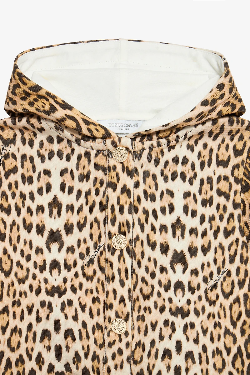 Hooded Sweatshirt With Jaguar Skin Print