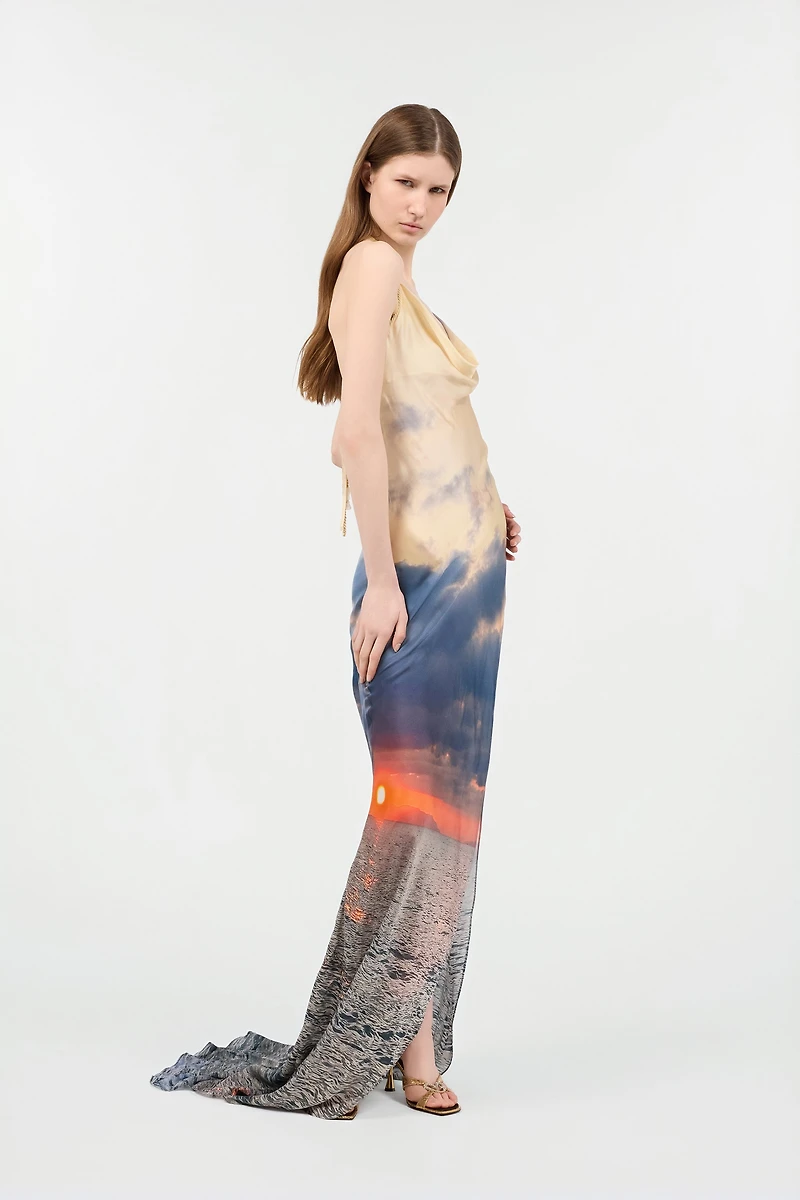 Long Dress With Sunrise Print