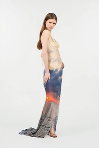Long Dress With Sunrise Print