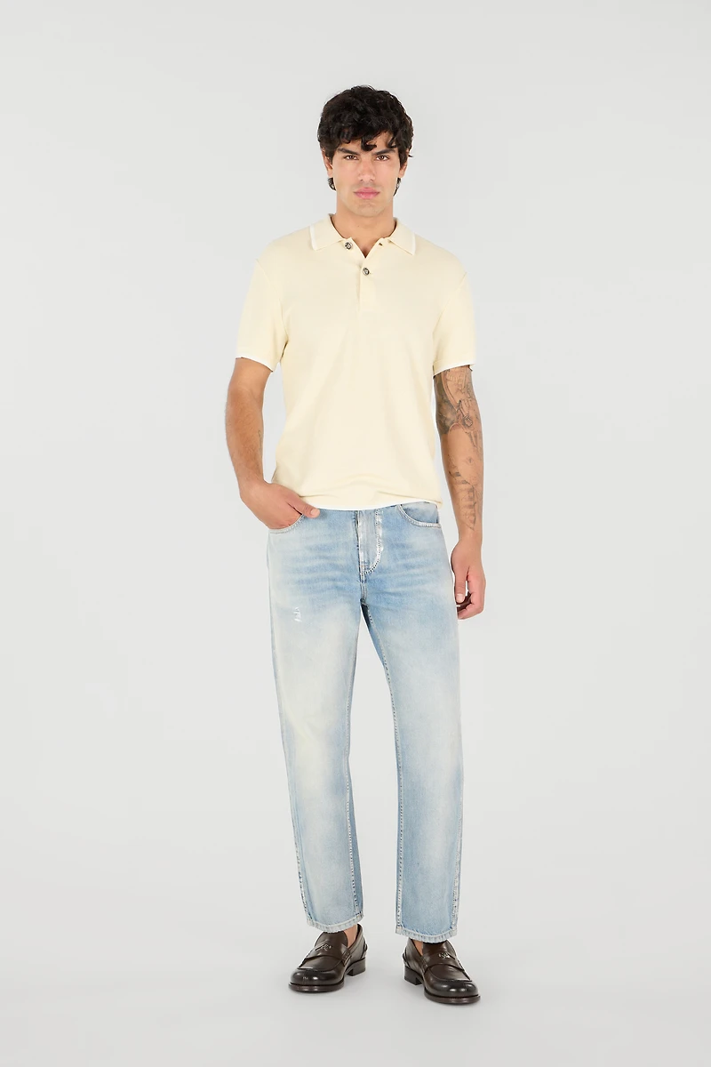 Light Wash Jeans with Monogram RC