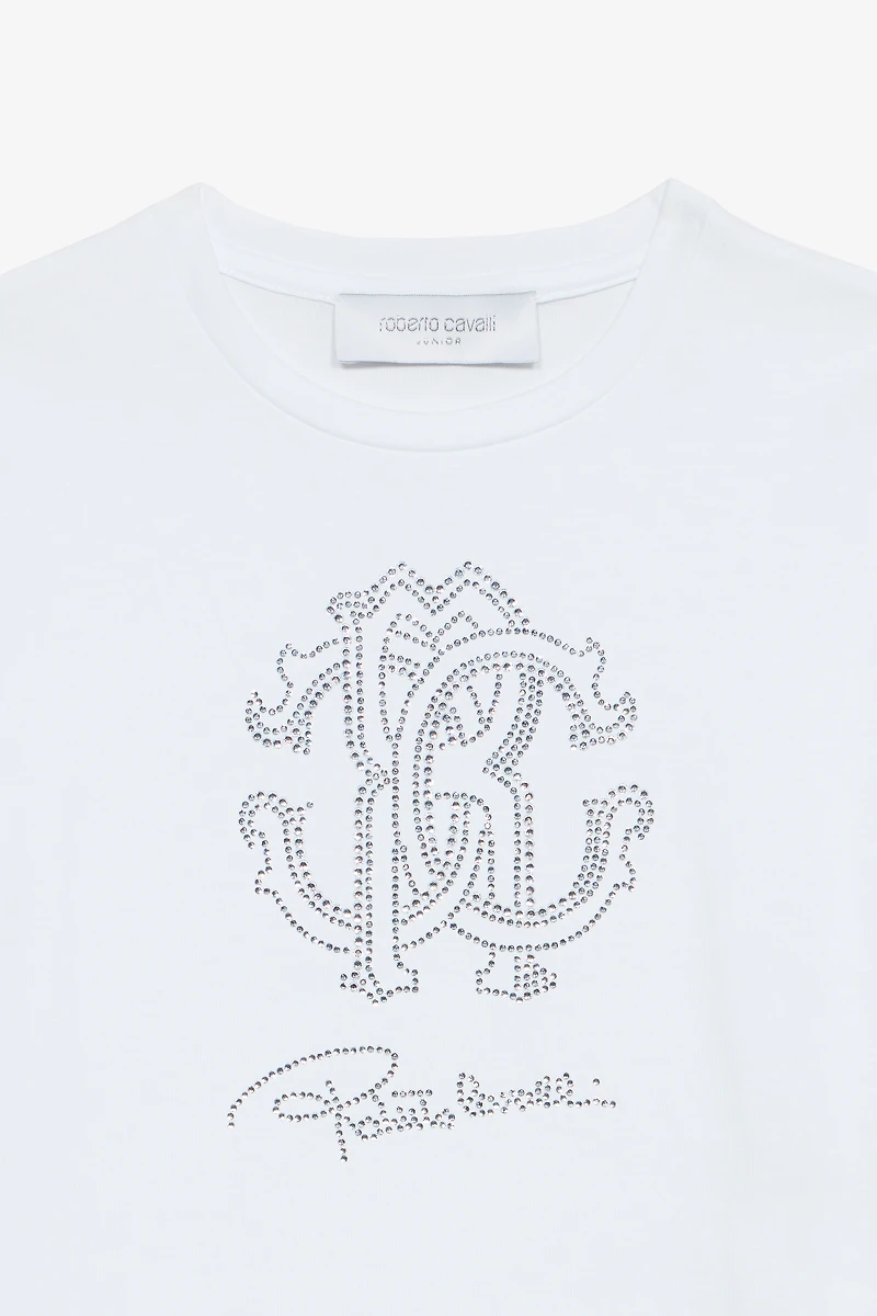 T-Shirt With RC Monogram And Rhinestone Logo