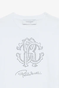 T-Shirt With RC Monogram And Rhinestone Logo