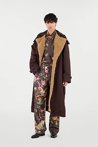 Silk Pants With Oriental Bird Print