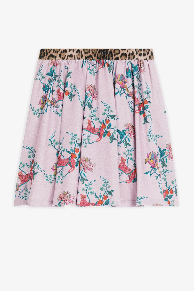 Leopard And Floral-Print Skirt