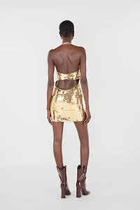 Mini Dress With Gold Appliqués