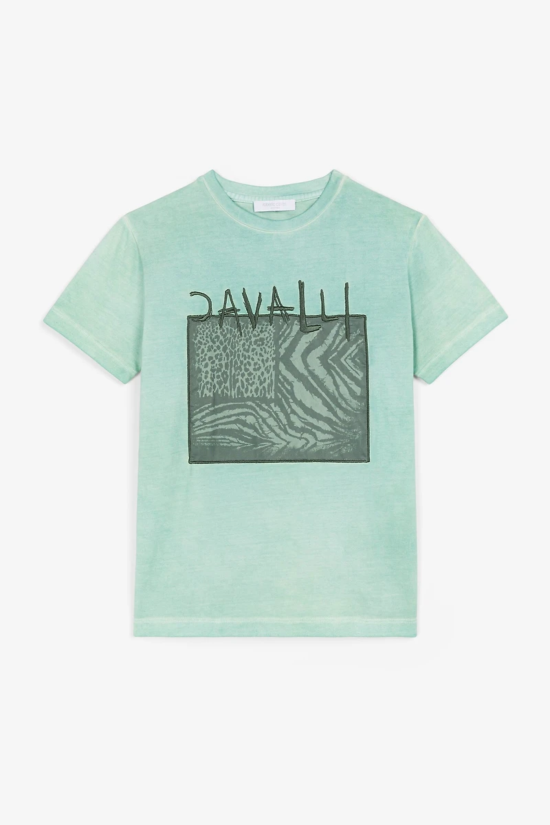 Animalier Patchwork-Print Appliqué T-Shirt
