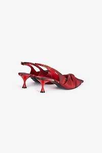 Rose Print Slingbacks With Knotted Detail