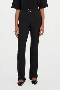 Black Flared Trousers With Buckle