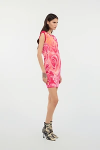 Mini Dress With Garden Rose Print