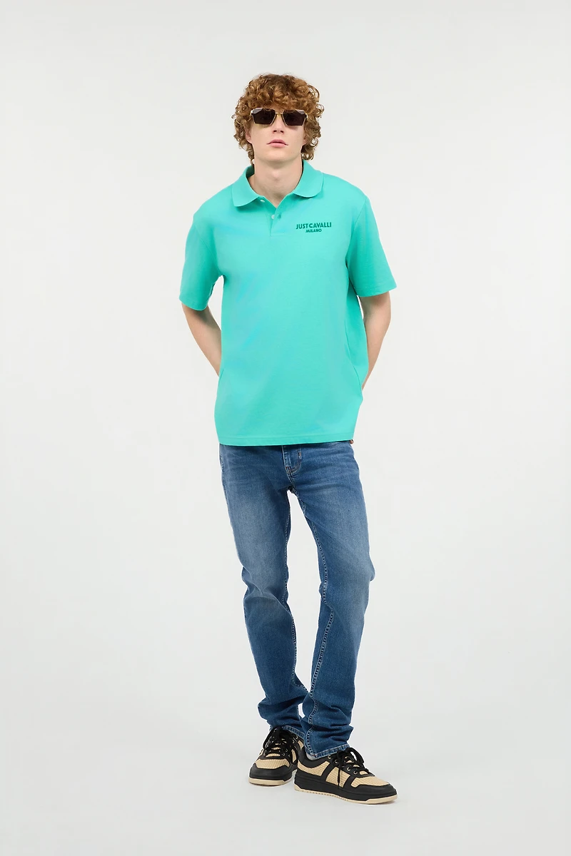 Polo Shirt With Top-Stitched JC Monogram