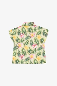Shirt With Flower And Leaf Print