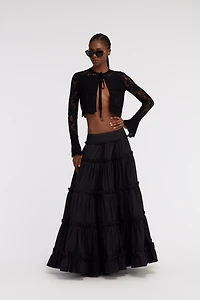 Black Lace Cardigan Tie Front