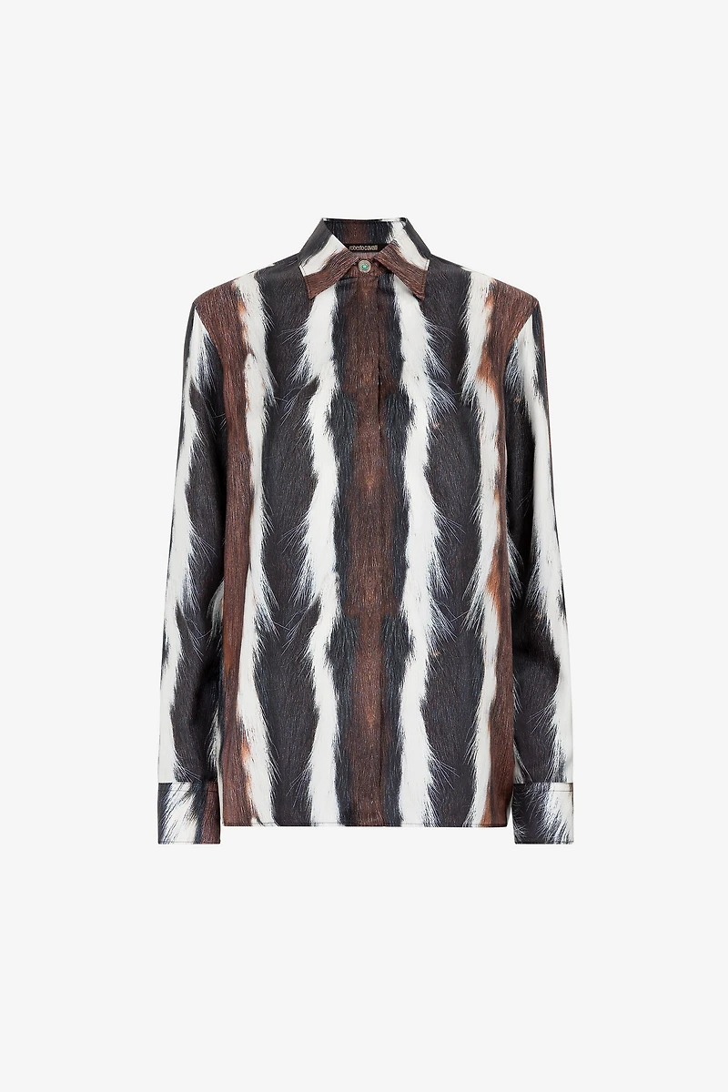 Animal-Print Silk Shirt