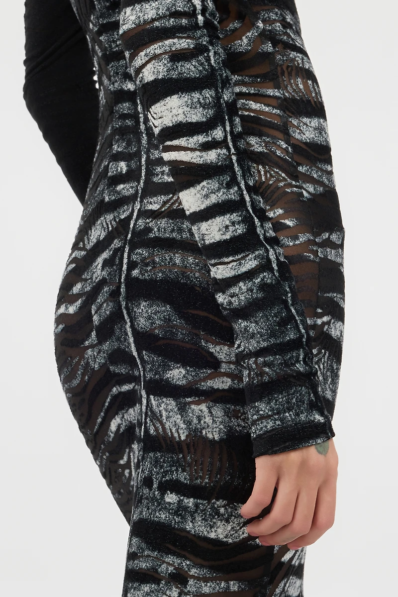 Long See-Through Dress With Zebra Pattern