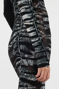Long See-Through Dress With Zebra Pattern