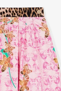 Floral-print contrast skirt