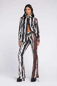 Animal-Print Lace-Up Trousers