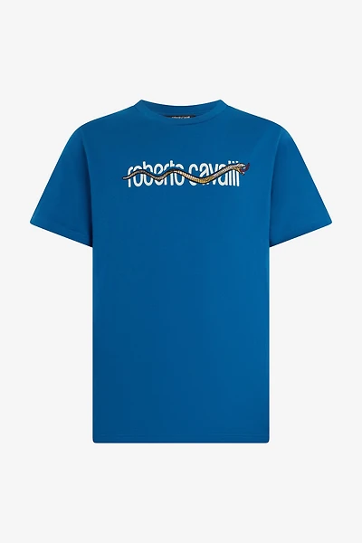 Blue T-shirt with Logo and Snake