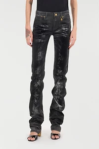 Distressed-Effect Python Skin Jeans
