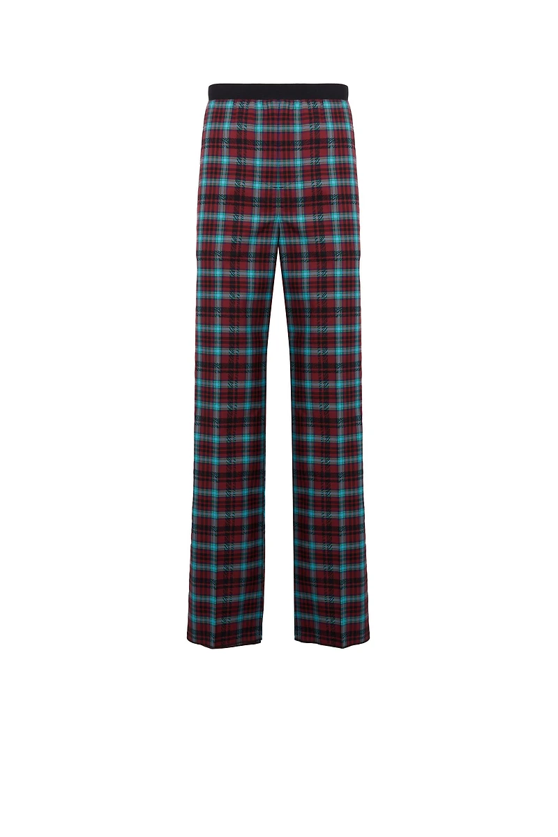 Zebra Tartan-Print Cotton Lounge Trousers