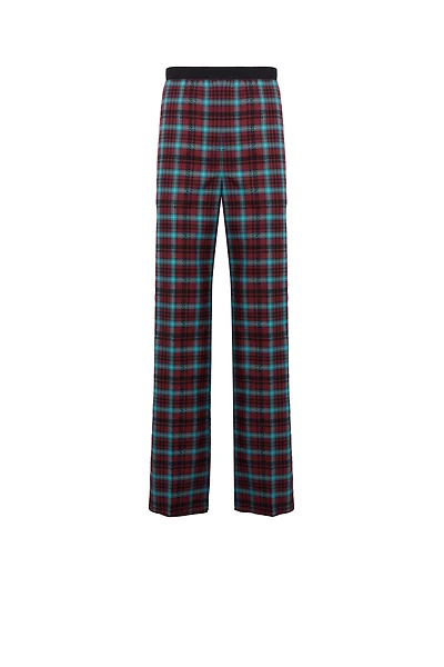 Zebra Tartan-Print Cotton Lounge Trousers