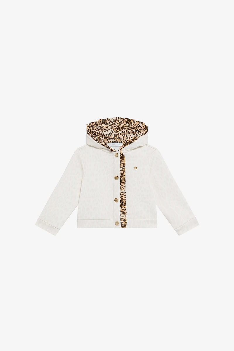 Ivory Sweatshirt with Jaguar Skin Details