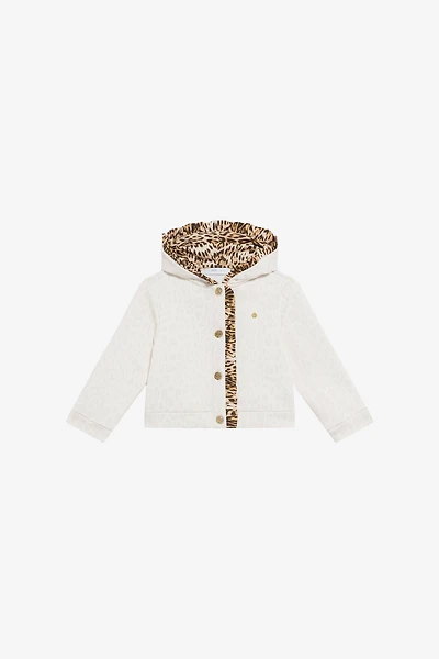 Ivory Sweatshirt with Jaguar Skin Details