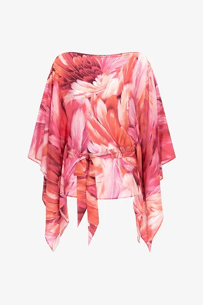 Plumage print short kaftan