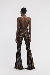 Knit jumpsuit with Ray of Gold print