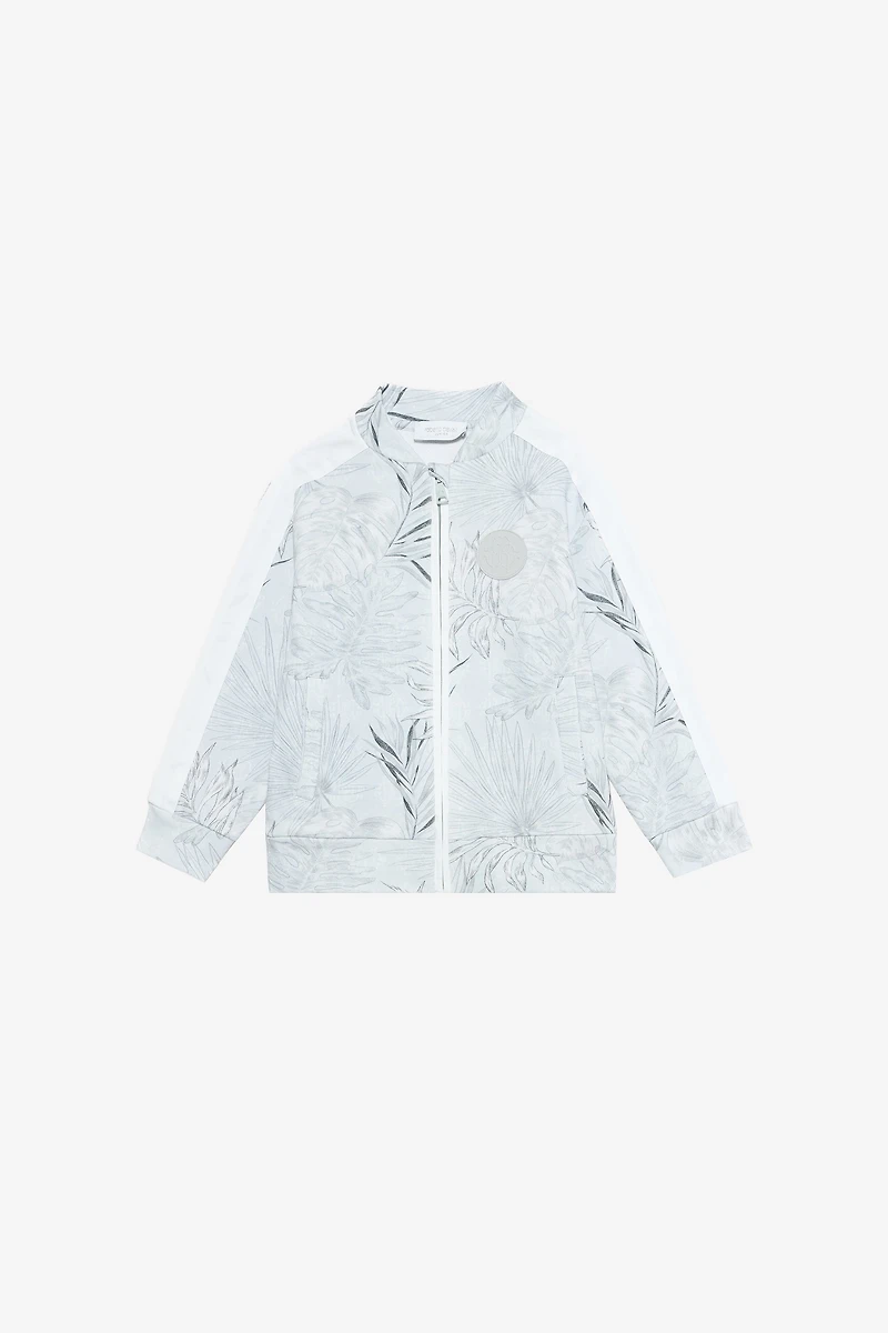 Grey Sweatshirt with Foliage Print