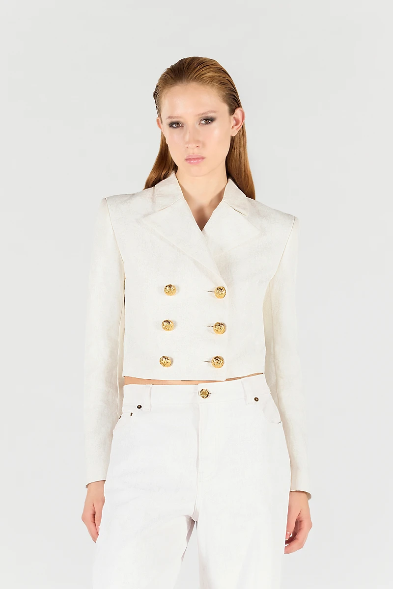 Wall Print Cropped Jacket