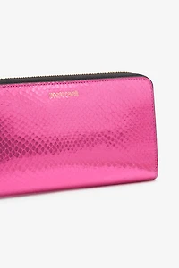 Zip-Around Wallet with Snake Print