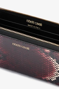 Zip-around wallet in printed leather