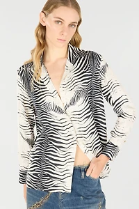 Zebra-Print Silk Shirt