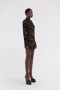 Embroidered dress with inserts