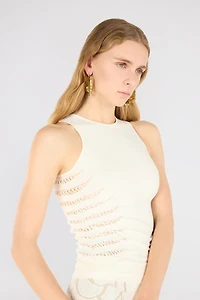 Tank Top with Perforated Zebra Pattern