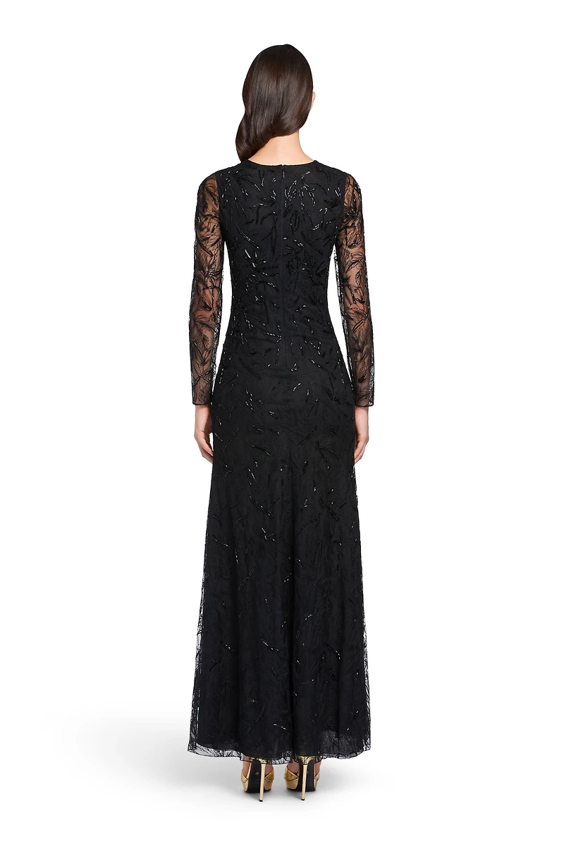 Black layered lace gown