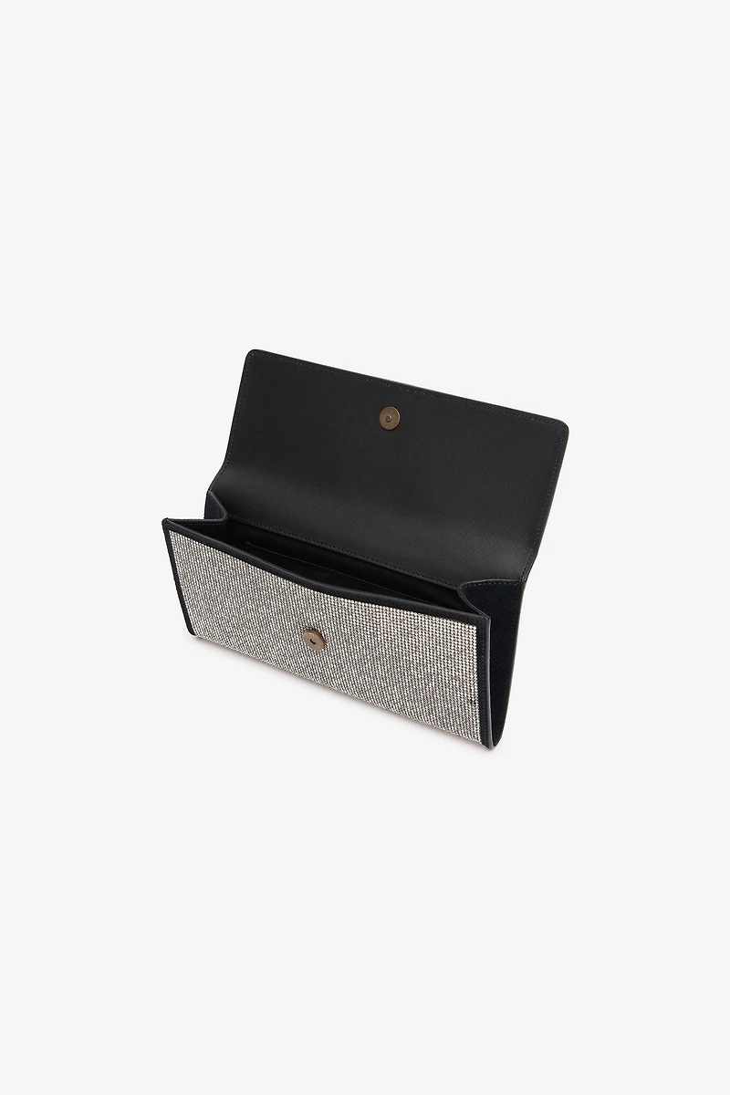 Clutch With Crystals And Mirror Snake Monogram