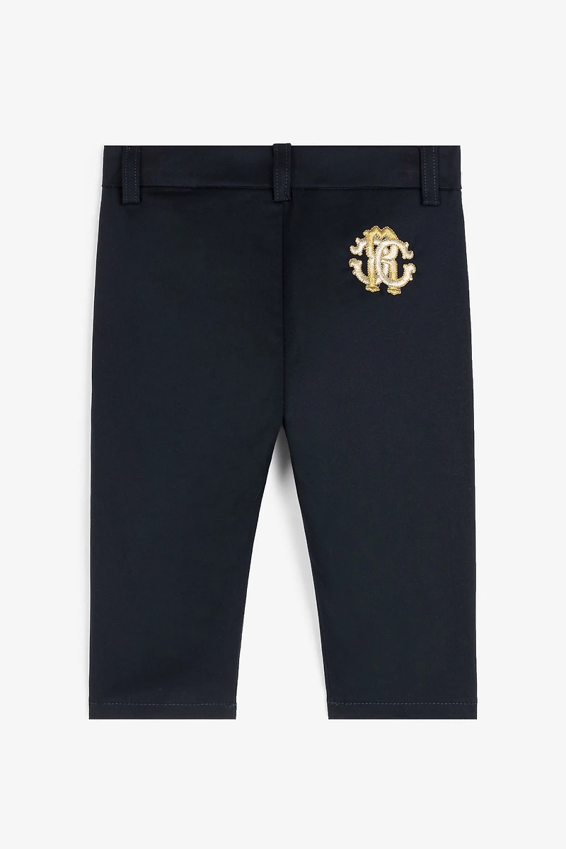 RC Monogram-Embroidered Cotton Trousers