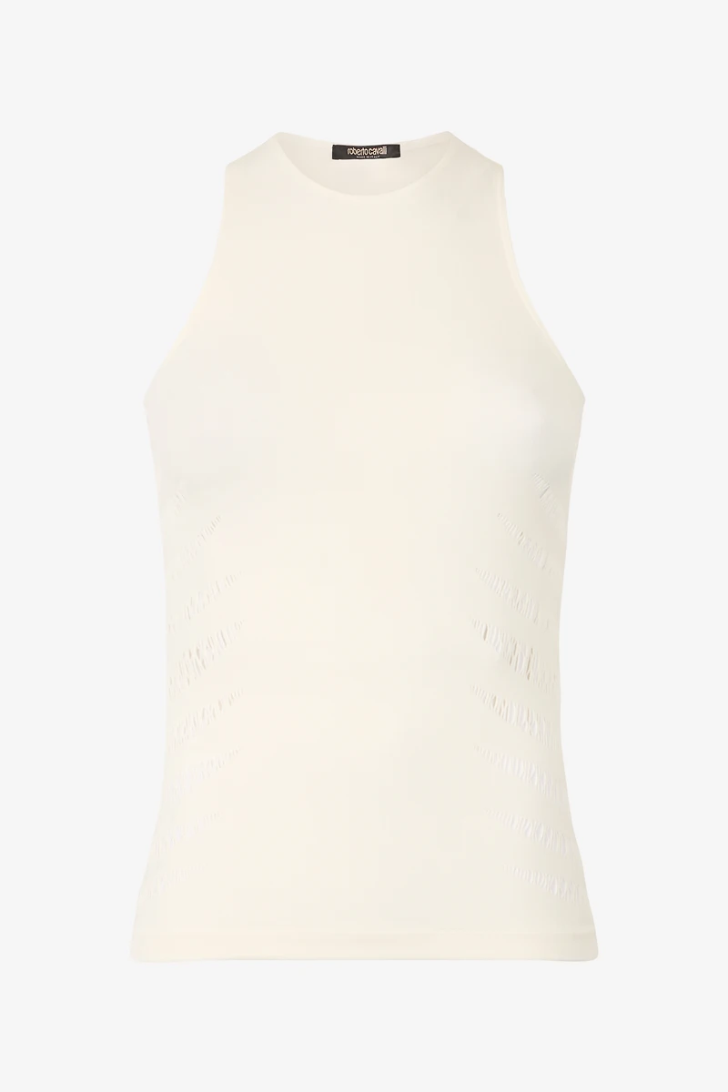 Tank Top with Perforated Zebra Pattern