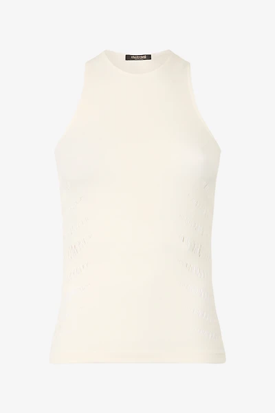 Tank Top with Perforated Zebra Pattern