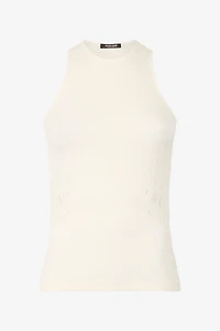 Tank Top with Perforated Zebra Pattern