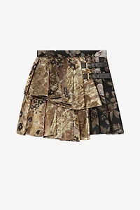 Floral-Brocade Mini Skirt