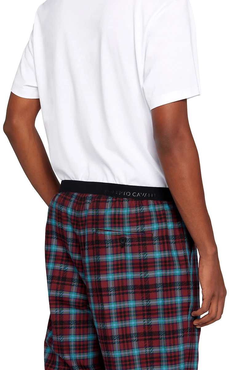 Zebra Tartan-Print Cotton Lounge Trousers