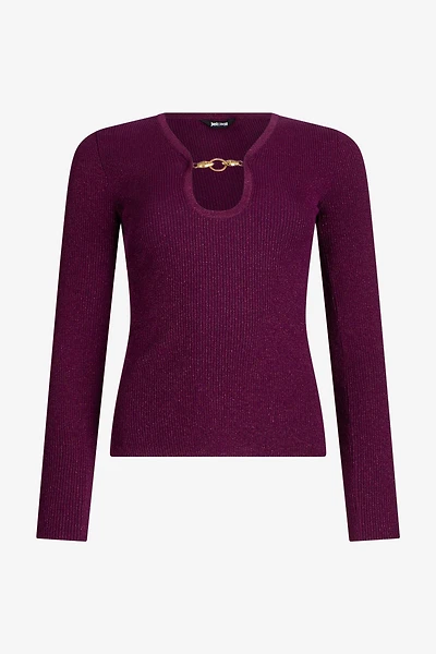 Purple Lurex Sweater With Snake Detail