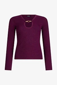 Purple Lurex Sweater With Snake Detail