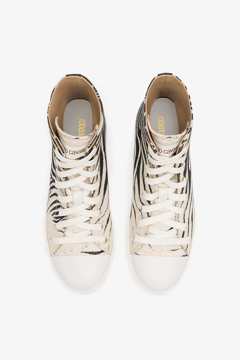 High-Top Sneakers With Zebra Print