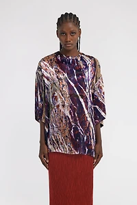Marble print long T-shirt dress