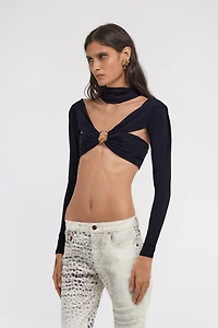 Cutout Long Sleeve Crop Top